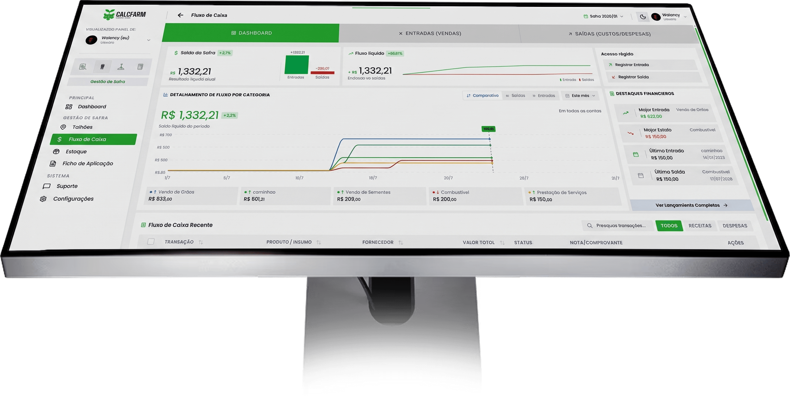 CalcFarm Dashboard Hero Mockup